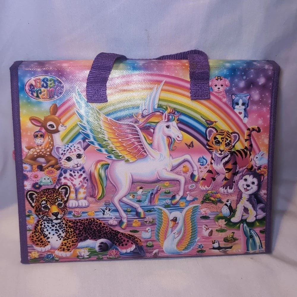 LISA FRANK LOT: TRIFOLD PORTFOLIO SCHOOL BINDER Journal Stickers Notebook Puzzle